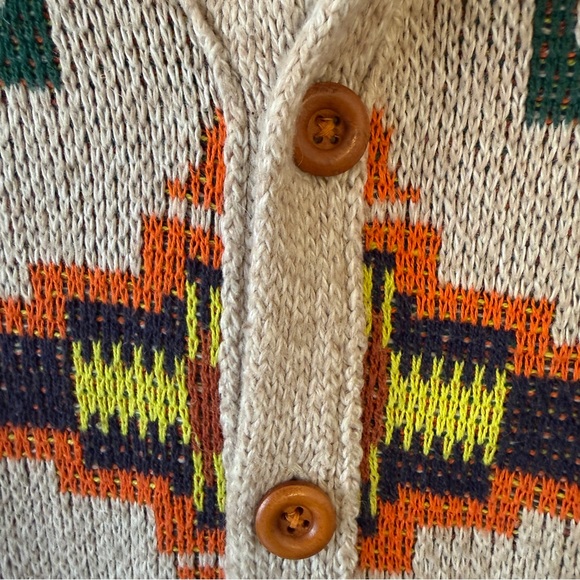 Koto V-neck Button Up Beige Southwest Patterned Womens Cardigan Sweater Medium - Picture 6 of 7